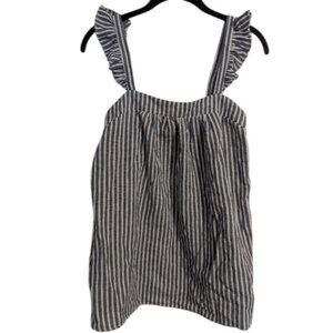 Jennifer and Grace Blue and White Striped Square Neck Sleeveless Top NWT